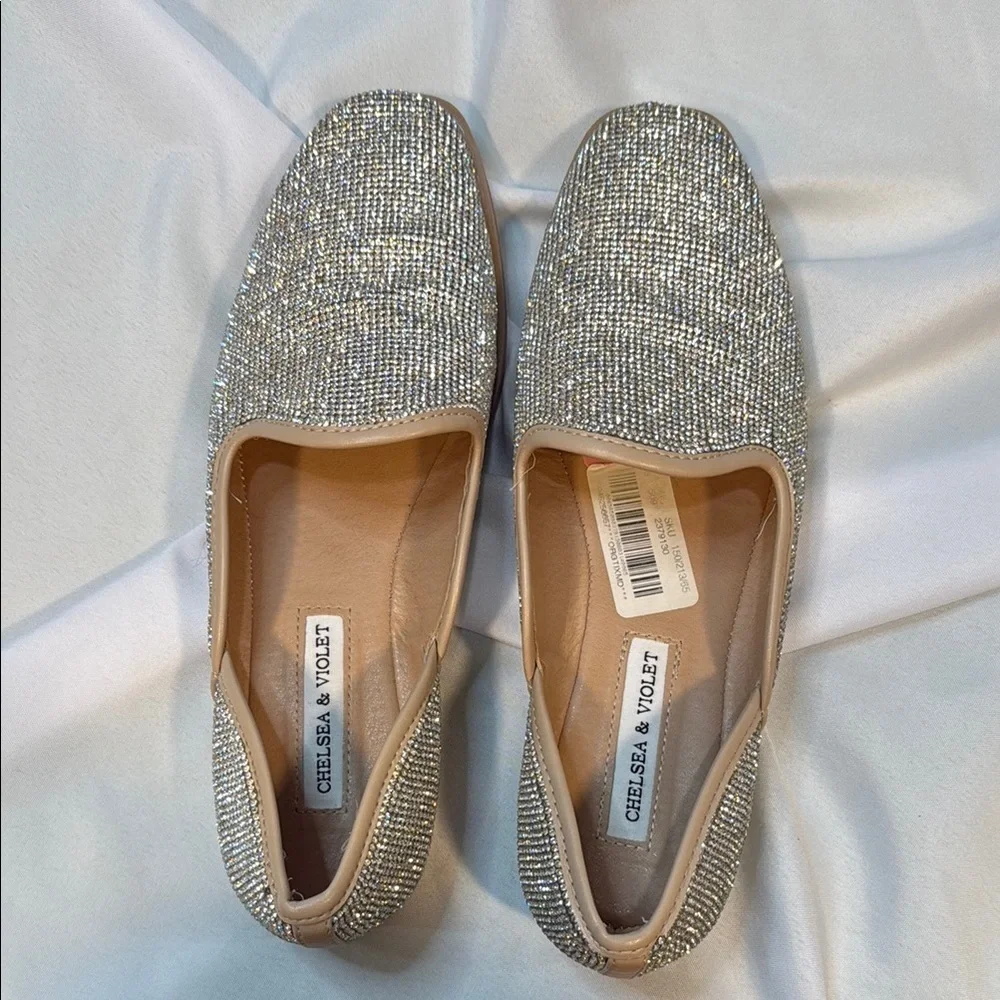 Chelsea & Violet, Silver Bling Shoes, Flats, Sz 7, Rhinestone Crystals, Shiny - Picture 9 of 11